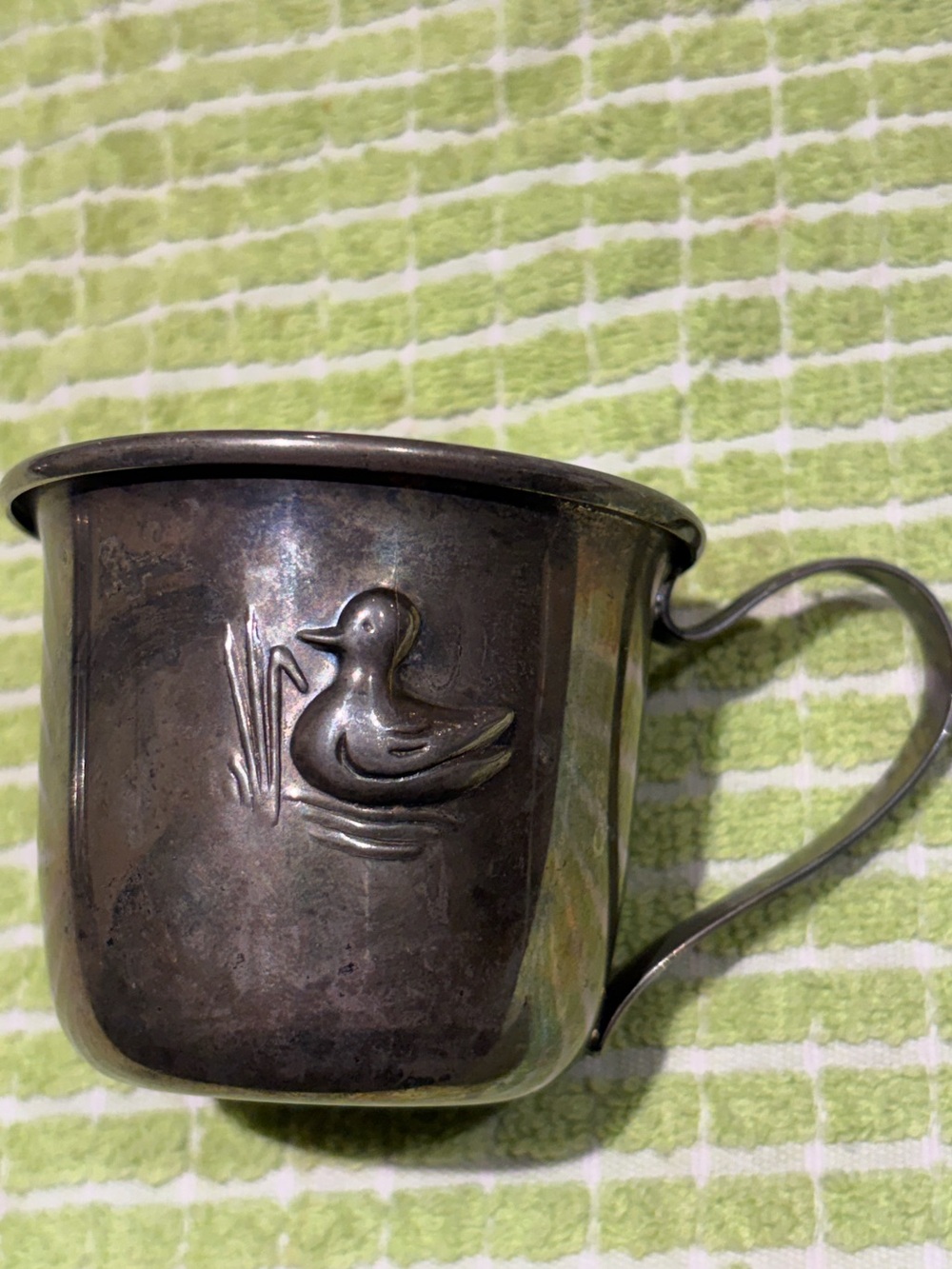 Silver-Plated Childs Mug with Duck